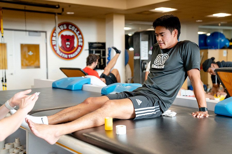 Physical therapy and athletic training students gain hands-on experience in many ways, including in the Sports Medicine training room loc...