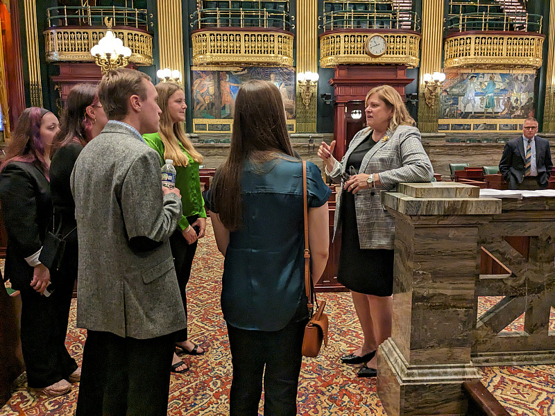 Students studying Advanced Environmental Policy visit the state legislature in Harrisburg.