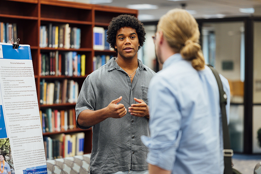 Each Fall, all Business and Economics majors present posters showcasing work from their summer internships.