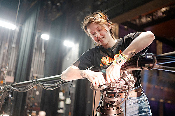 Performing and visual arts design and technology student shows skills you need to pursue both design and technical work.