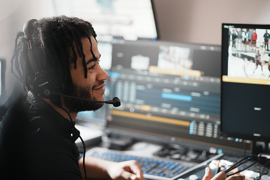 Ursinus students manage the Live Stream sports studio in Ritter Hall