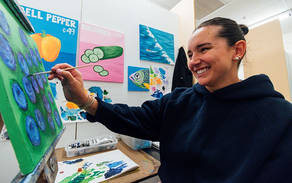 Students work in the upstairs art studio spaces in Ritter.