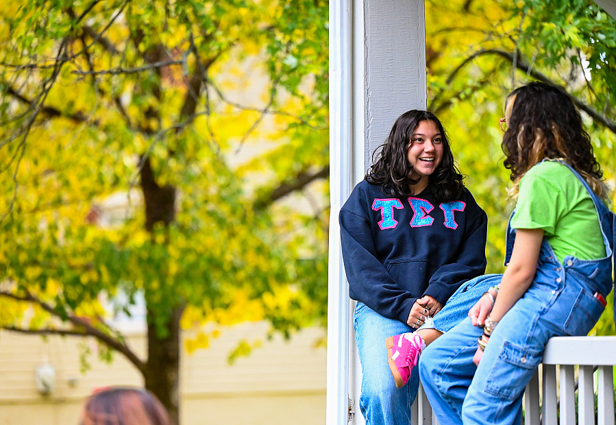 Tau Sigma Gamma outside their house.