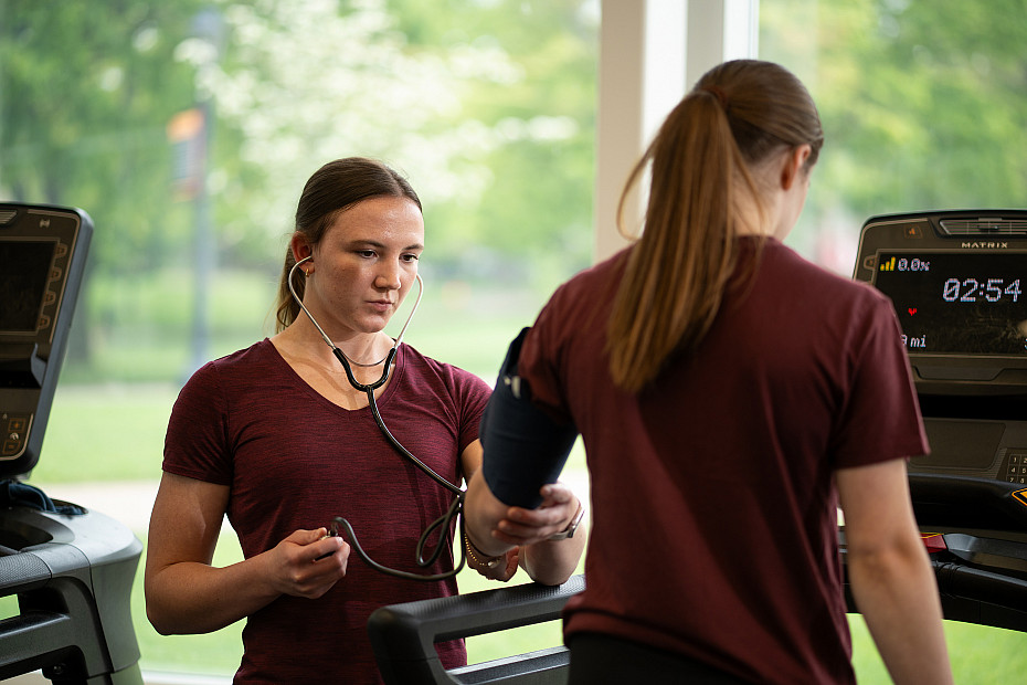 Ursinus to launch first graduate program. Exercise Science two students in fitness center