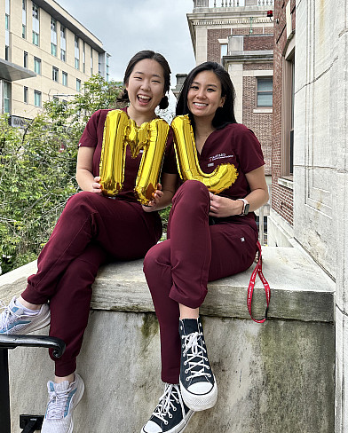 Min Son '20 (left) is a fourth-year dental student at Harvard School of Dental Medicine.