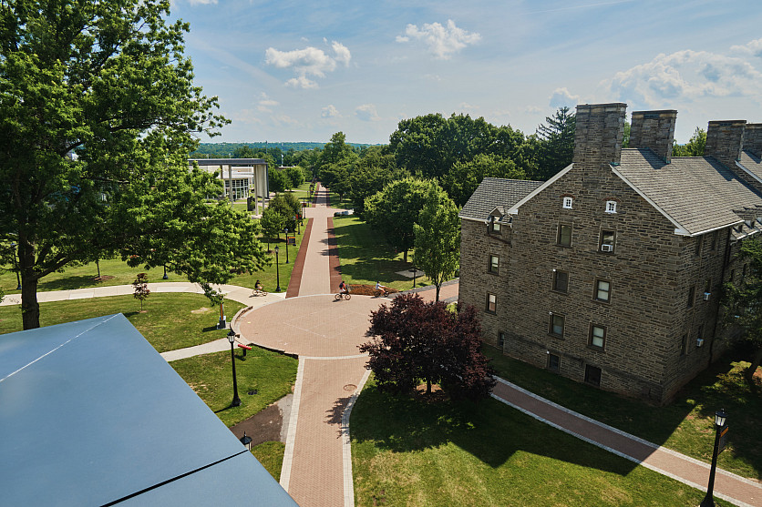 Outside ariel view of Brodbeck, Wilkinson, and Curtis Halls Ursinus College
