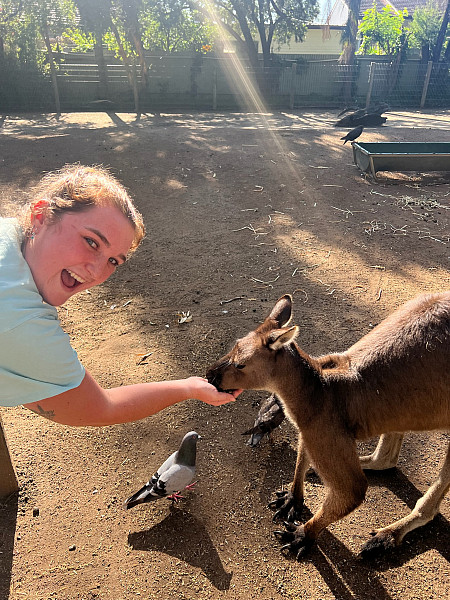 Krazy for Kangaroosby Lucy BamfordFeatherdale Wildlife Park, AUS - 2/15/25Lucy Bamford '26 feeding a kangaroo at the Featherdale Woldlife...
